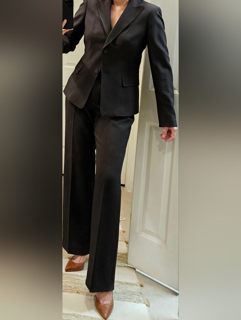 Anne Klein Chocolate Straight-Leg Dress Pant Suit 10
